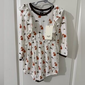 Kyte BABY Woodland Fox Bodysuit - White and Brown